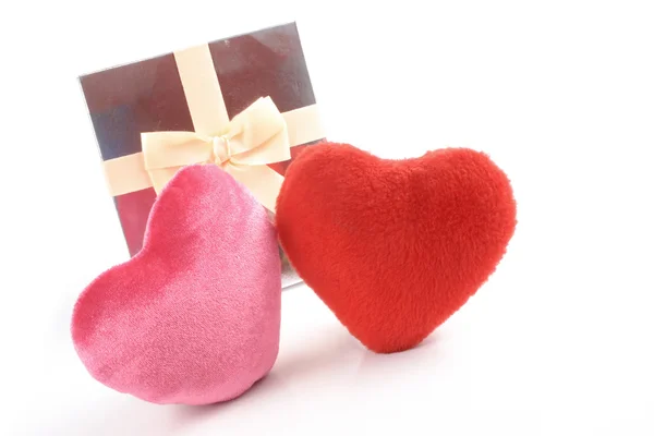 Corazones y regalo — Foto de Stock