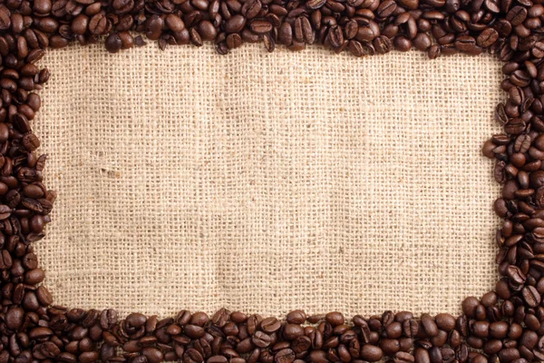 Kaffebönor och sizal — Stockfoto
