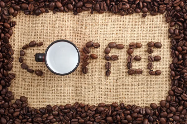 Koffie woord en cup — Stockfoto