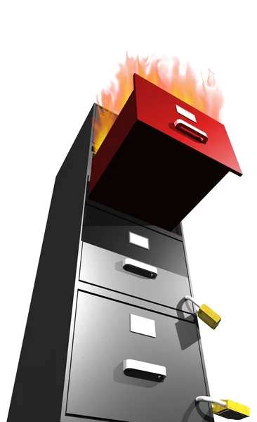 File cabinet prendere fuoco — Foto Stock