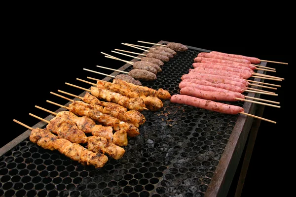 Barbecue skewers on the grill — Stock Photo, Image