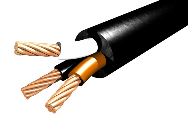Triphasic cable - 3D — Stock Photo, Image