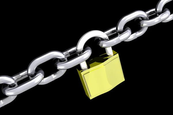 Chains and padlock (3D) — Stock Photo, Image