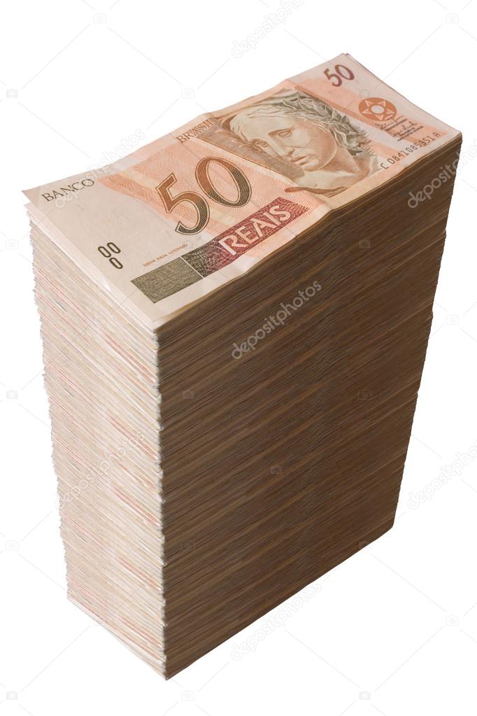 Brazilian money - Fifty Reais pile