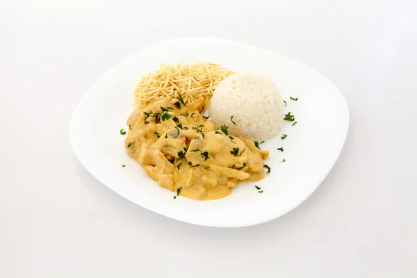 Chicken stroganoff on plate — Stock Photo, Image