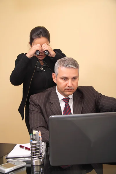 Monitoring husband — Stock Photo, Image