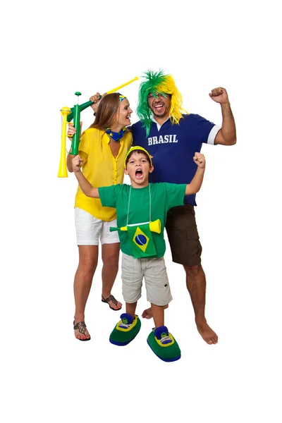 I fan della famiglia brasiliana festeggiano — Foto Stock