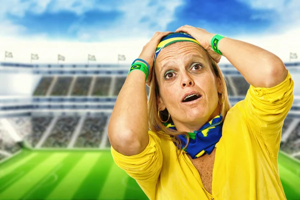 Brazil fan kétségbeesett-ban egy statium — Stock Fotó