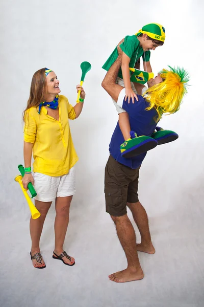 Brazylijski rodziny fanów — Zdjęcie stockowe