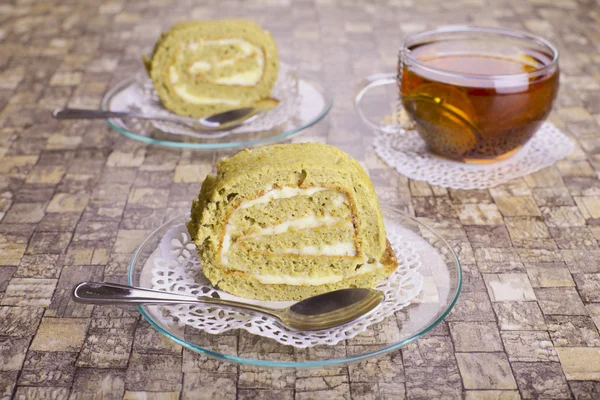 Matcha cake rolls — Stock Photo, Image