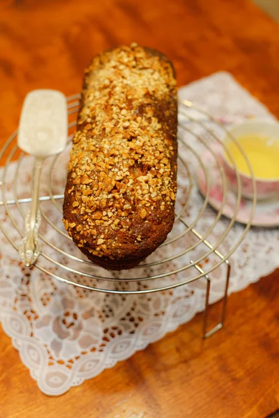 Fresh homemade cake with nuts — Stock Photo, Image