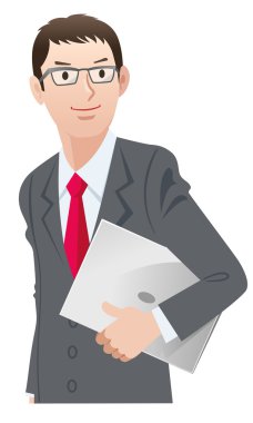 Dizüstü bilgisayarı olan bir iş adamı