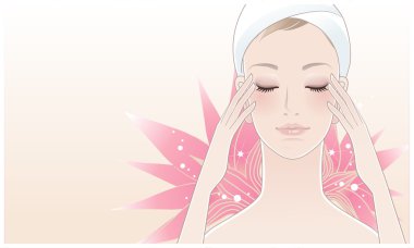 güzel, genç bir kadın onun tapınaklar basarak