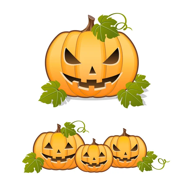 Halloween pumpkin, set of Jack-o-lantern on white background — Stock Vector