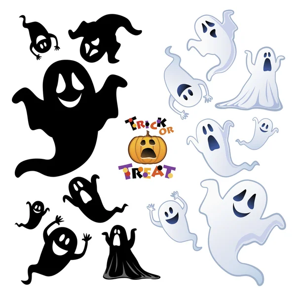 Set de Fantasma de Halloween, Noche de Halloween — Archivo Imágenes Vectoriales