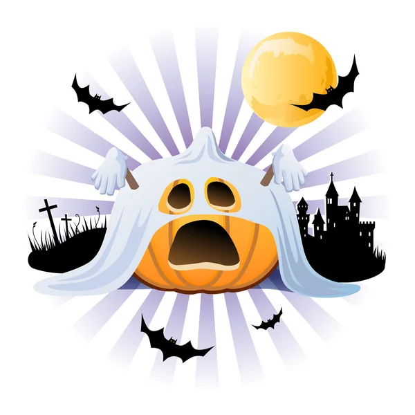 Halloween dynia ACK o lantern w kostium na halloween ducha — Wektor stockowy