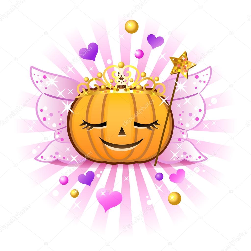 Halloween pumpkin Jack o lantern in FairyPrincess costume