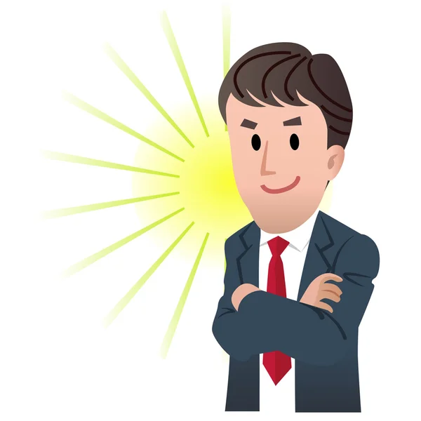 Homem de negócios confiante com as mãos dobradas na luz do flash — Vetor de Stock
