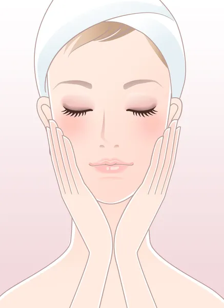 Piękna kobieta, zamykając oczy po pielęgnacji twarzy — Zdjęcie stockowe