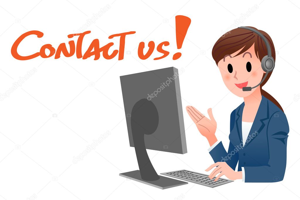 Contact us! Customer service representative at computer