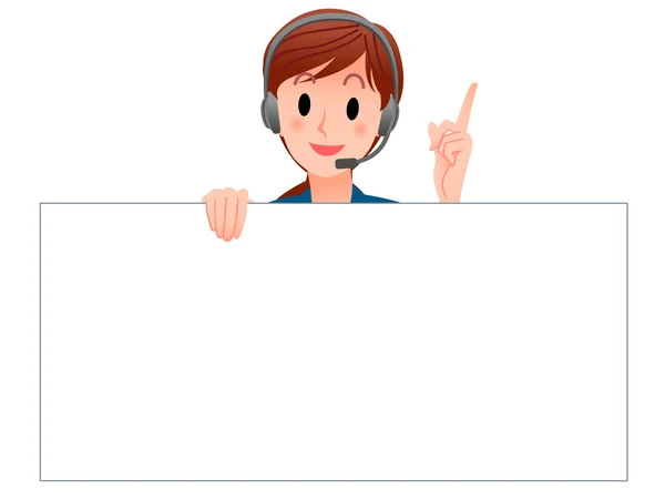 Cartoon Opérateur de service à la clientèle tenant un tableau blanc — Image vectorielle