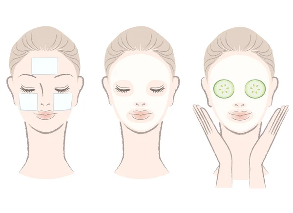 Elegante, hermosa mujer con máscara facial — Archivo Imágenes Vectoriales