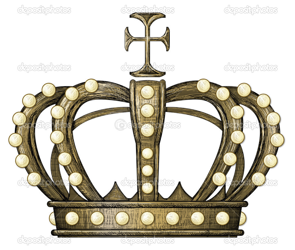 Vintage engraving style crown