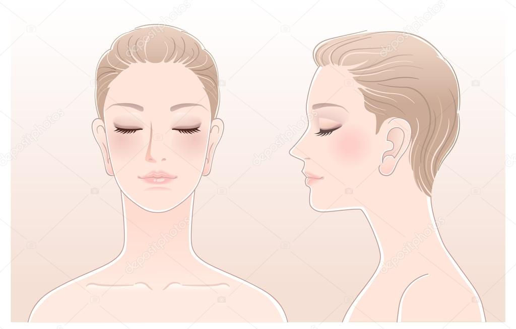 Set of Beautiful woman portrait with eyes closed
