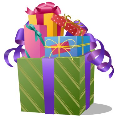 Beyaz arka planda - eps10 hediye kutuları yığını