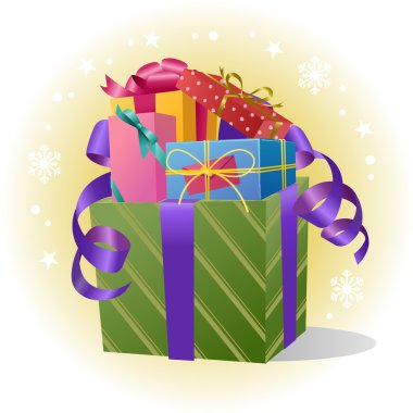 Hediyelik kutular kurdele ile yığını