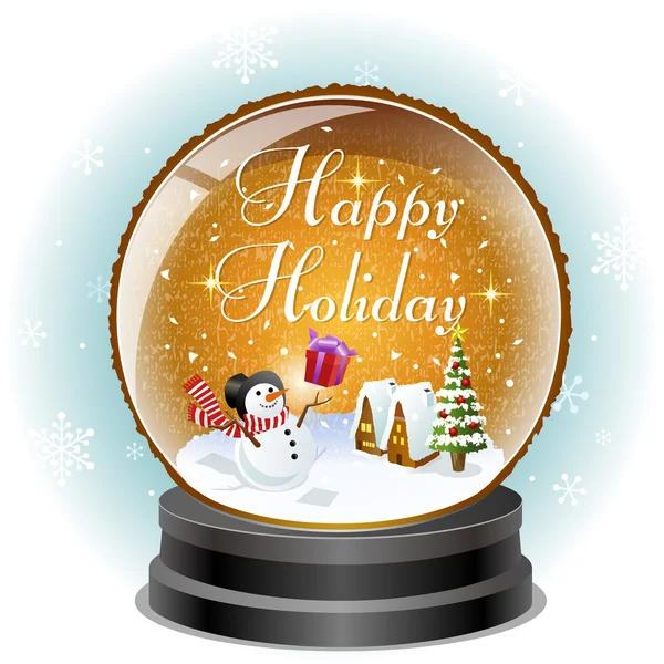 Orange Snow globe with holiday message — Stock Vector