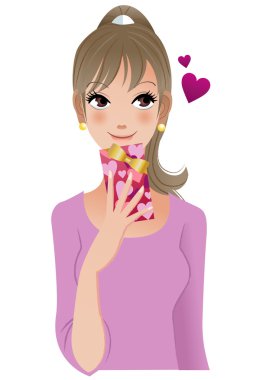 güzel bir kadın Sevgililer vermek birisi-düşünce