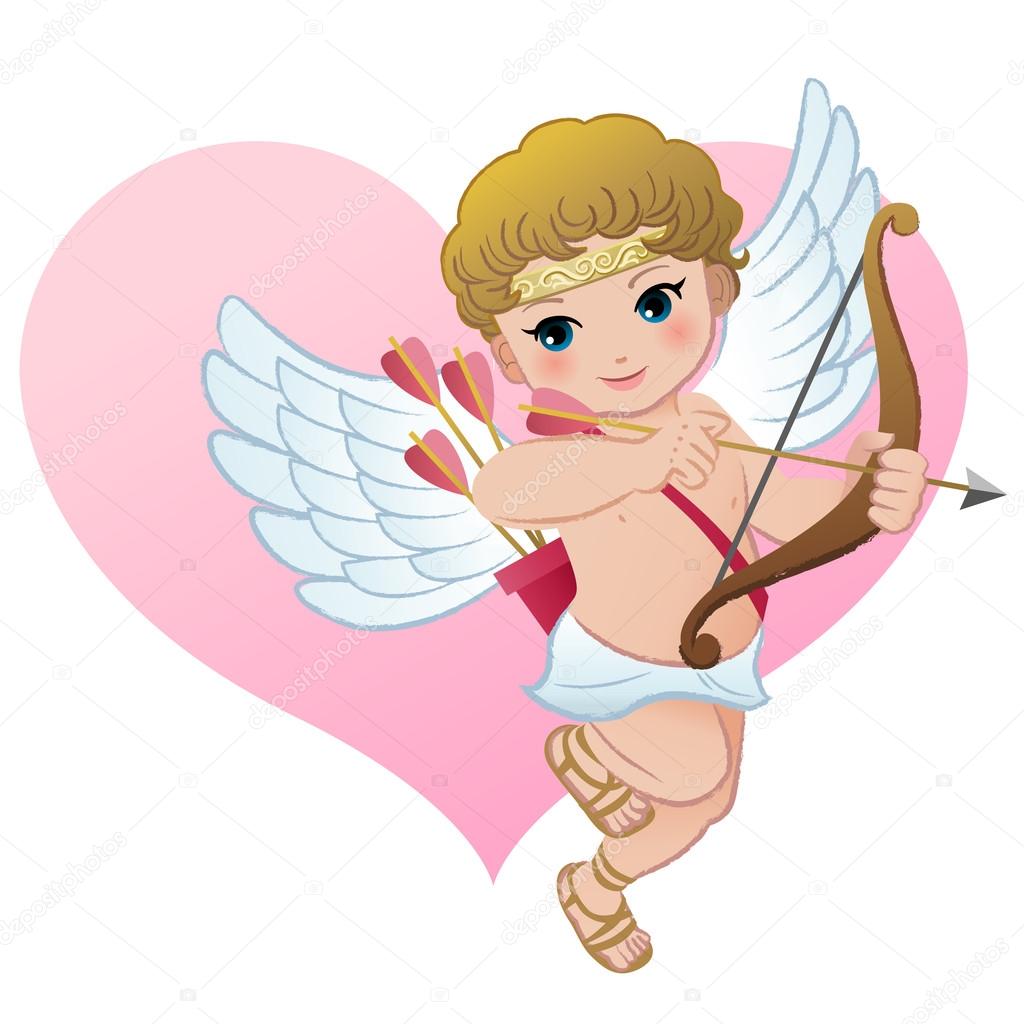 Cute Cupid with heart shape