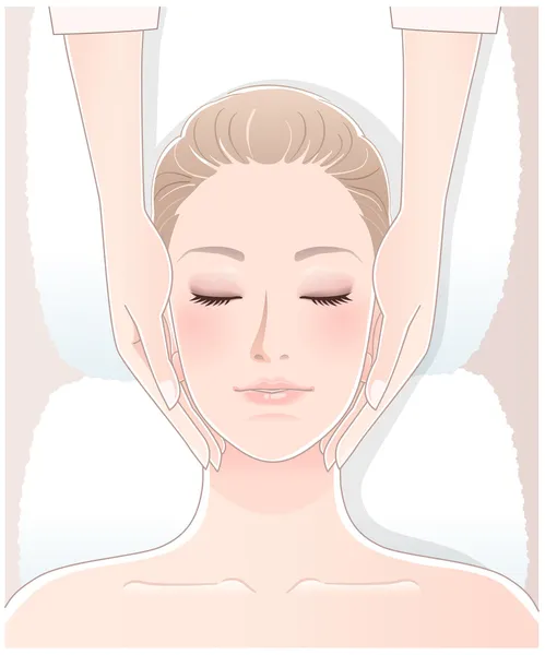Bela mulher recebendo massagem facial — Vetor de Stock