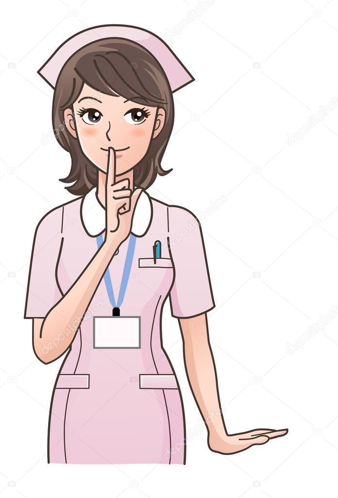 Cute nurse posing to ask silence