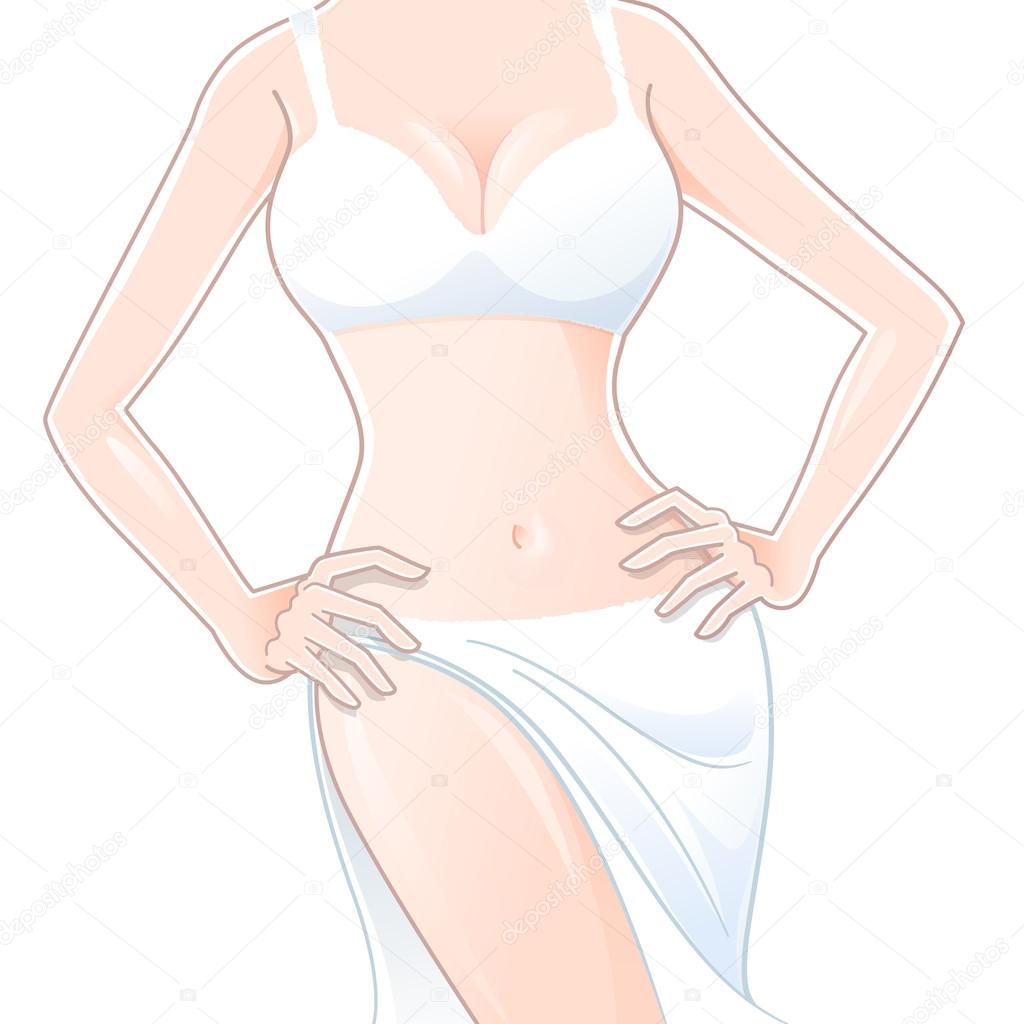 Beautiful woman body in white bra