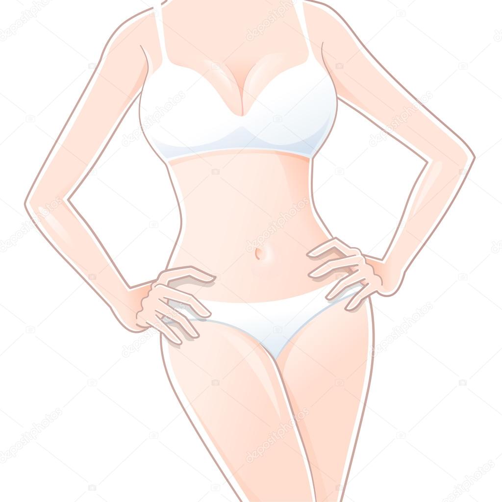 Beautiful woman body in white lingerie