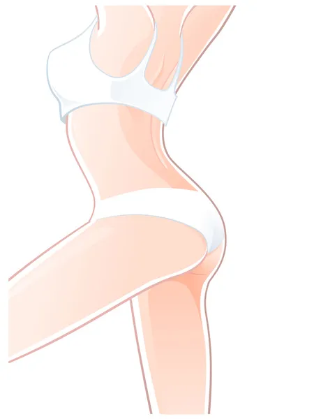 Cuerpo de mujer en lencería blanca — Vector de stock