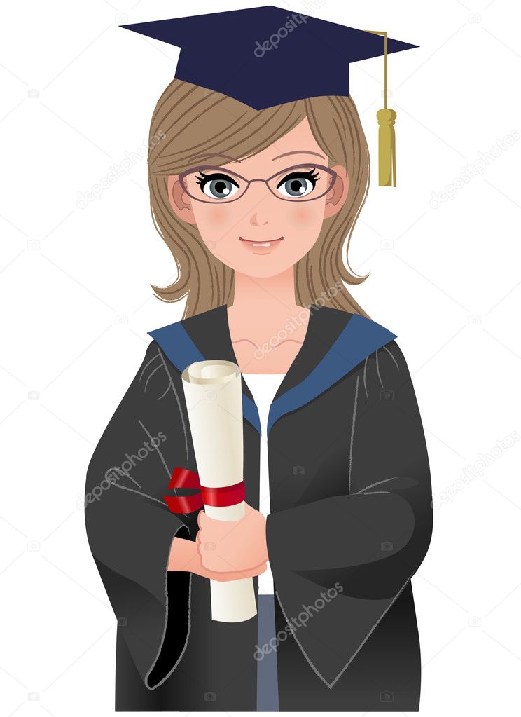 Cute female graduate in academic dress