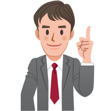 Businessman pointing up with index finger