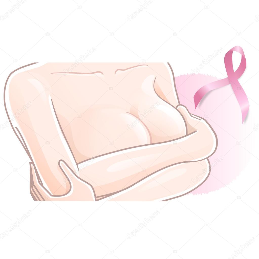 Breast cancer - woman holding her breast
