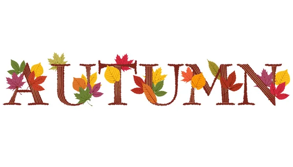 葉で飾られた秋のテキスト — ストックベクタ