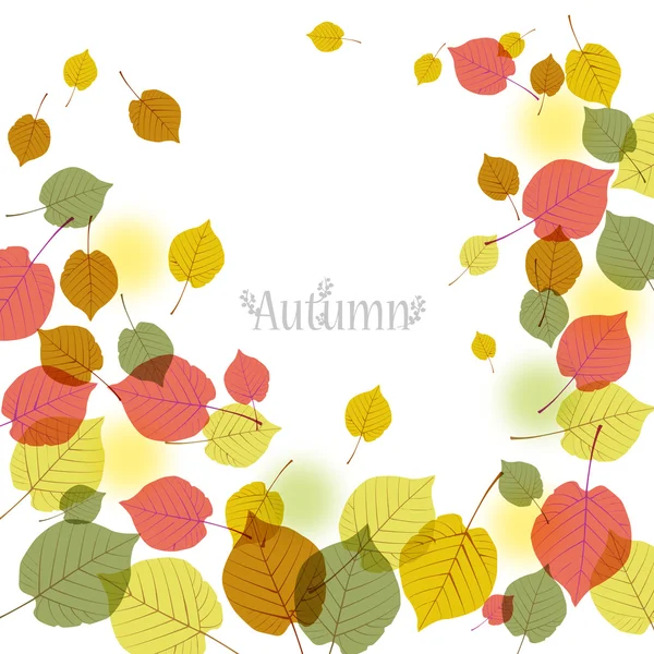 Flying autumn leaves background with space for text — Stock Vector