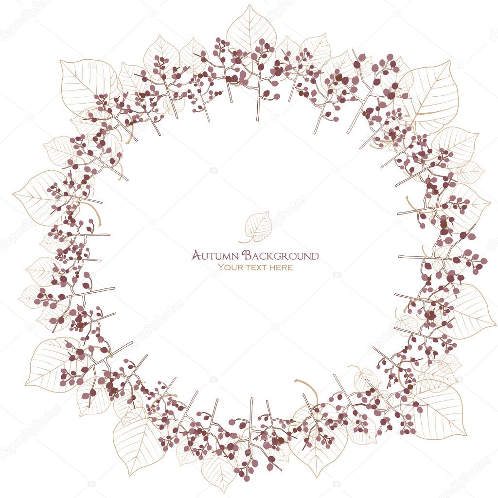 Autumn tree and leaf vein circle background