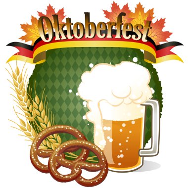 yuvarlak Oktoberfest bira ve cips kutlama tasarımı
