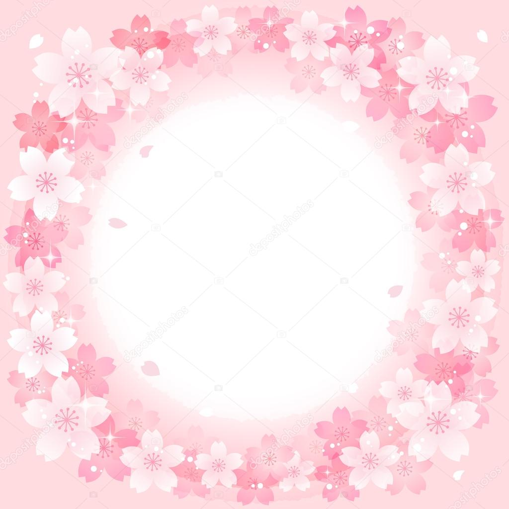Spring Pink Cherry Blossoms Circle background