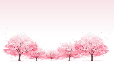 Line of cherry blossom tree background clipart