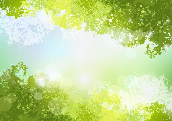 Printemps frais Fond vert avec lumière douce du soleil — Image vectorielle