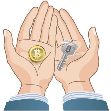  bitcoin kavramı - sikke ve güvenlik anahtarını elinde