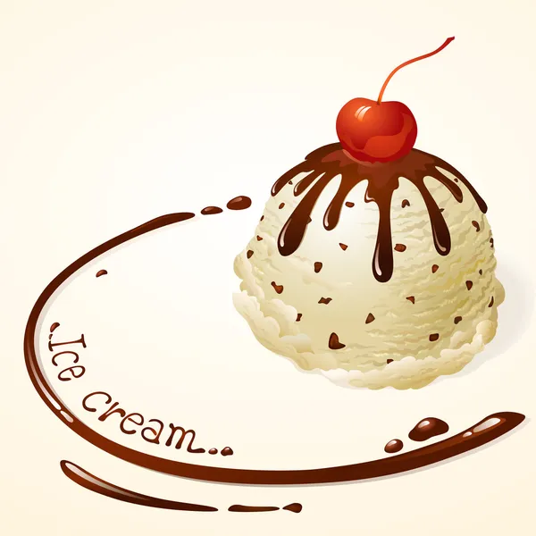 Helado de vainilla con salsa de chocolate — Vector de stock